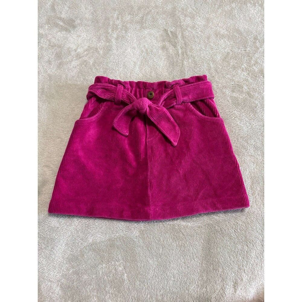 Girls skirt pink corduroy bow tie belt pockets princess back to school party
